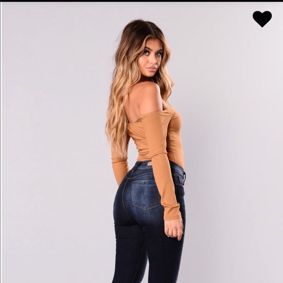 Off Shoulder Bodysuit - Mustard - Picture 2 of 9